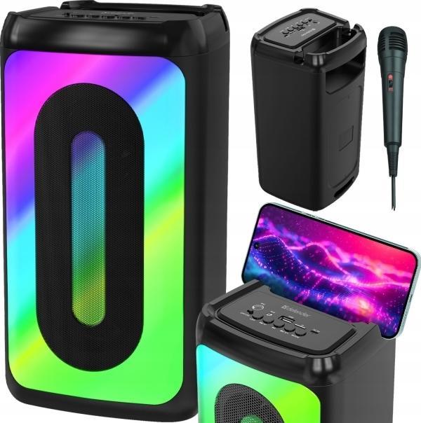 Produktbild Defender CONCERTO Bluetooth Lautsprecher 20W MP3/FM/SD/USB/AUX/TWS/LED/MIC KARAOKE schwarz + Mikrofo