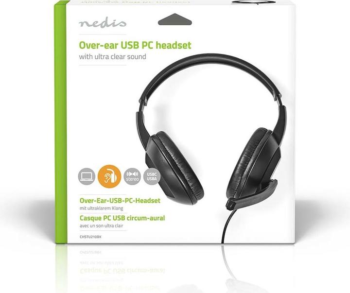 Immagine prodotto Nedis Cuffie per PC Over-Ear - Nero (Cablato, USB-A, Team Microsoft, Zoom)