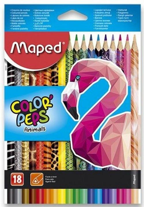 Immagine prodotto Maped Pastelli triangolari COLOR'PEPS Animali, confezione da 18 pezzi in cartone (multicolore, 18 x)