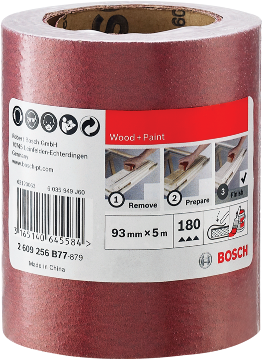 Image du produit Bosch Zubehör Rouleau abrasif bois et peinture, 93 mm x 5 m, P180 (P180)