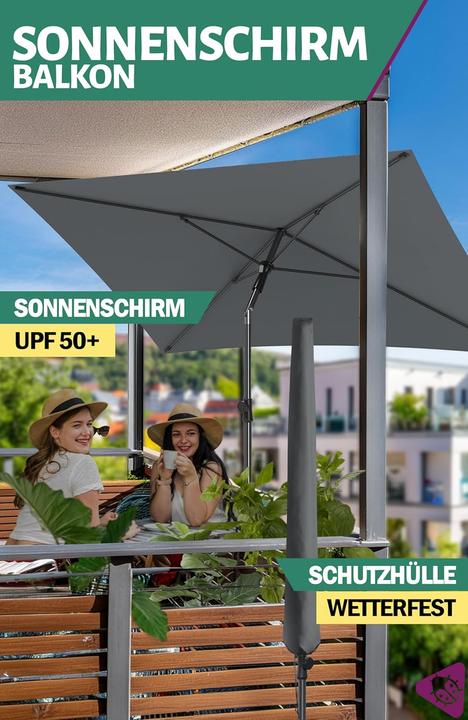 Produktbild Menz Rechteckiger Balkonschirm mit Knickfunktion