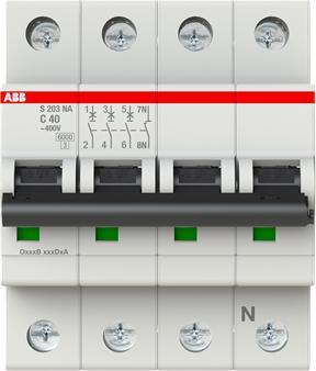 Image du produit ABB S203-C40NA Disjoncteur C-Char.,6kA,40A,3P,+NA