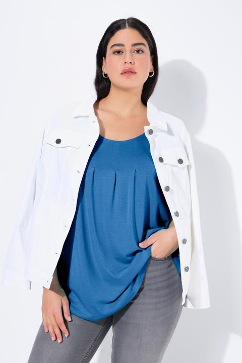 Produktbild Ulla Popken T-Shirt, Zierfalten, A-Linie, Rundhals, Halbarm, Modal (42, 44)