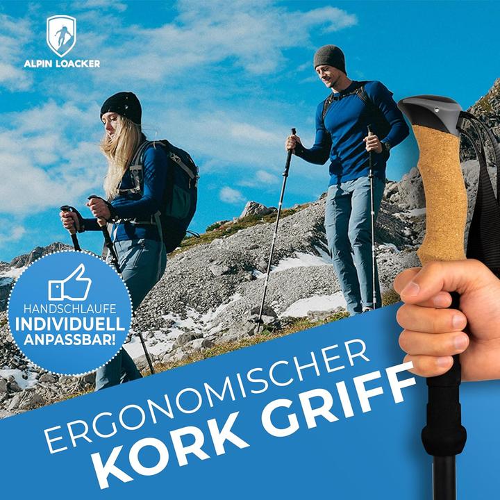 Produktbild Alpin Loacker Faltbare Wanderstöcke mit Korkgriff (135 cm)