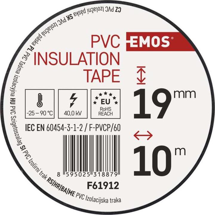 Image du produit Emos Ruban isolant PVC 19mm/10m noir, 10 pcs. (19 mm)