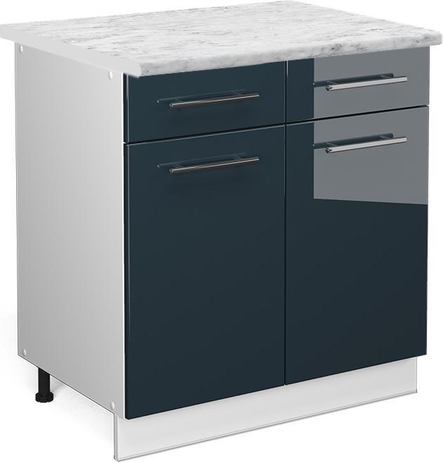 Blau, Dunkelblau hochglanz, Marble-Weiss, Weiss
