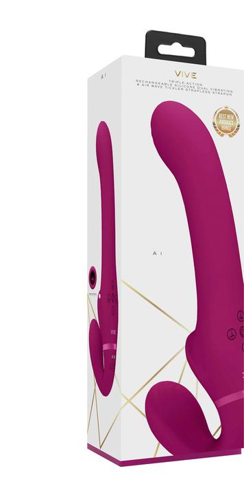 Actual product image Shots Ai - Dual Vibrating & Air Wave Tickler Strapless Strapon