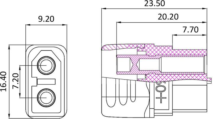 Image du produit Jamara Fiche/prise à courant fort XT60 dorée Grip avec capuchon isolant 1 paire