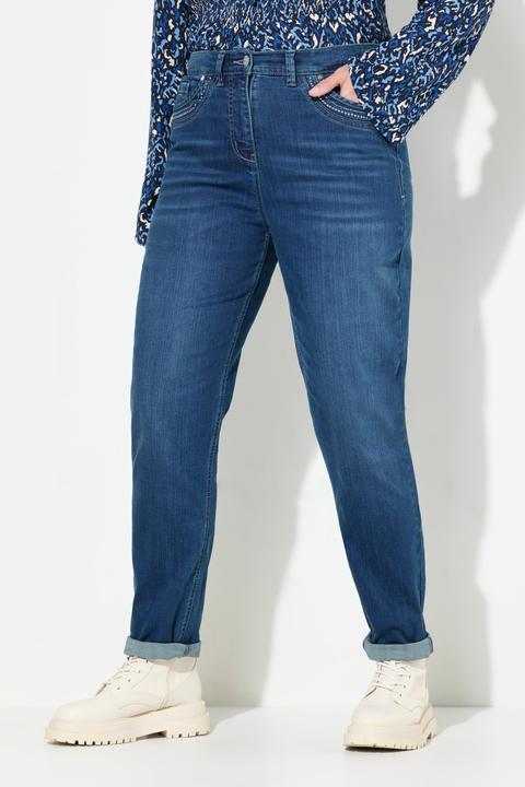 Image du produit Ulla Popken Jean Mom jambe large, rivets fantaisie et taille confortable (62)