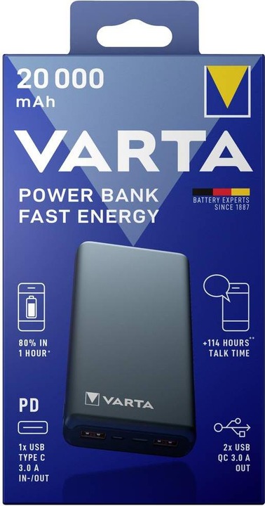 Actual product image Varta Fast Energy (20000 mAh, 18 W, 74 Wh)