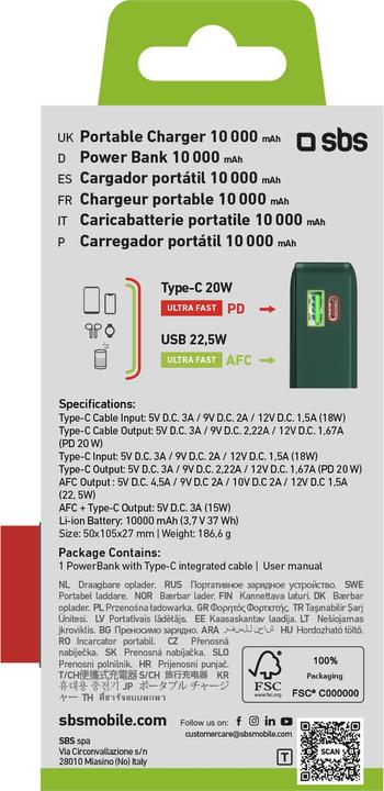 Energy Label SBS TTBB10000LCDTCPD20G (10000 mAh, 20 W)