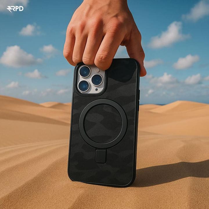 Produktbild RPD iPhone 16 - Magsafe Standetui mit camouflage Muster schwarz (Apple iPhone 16)