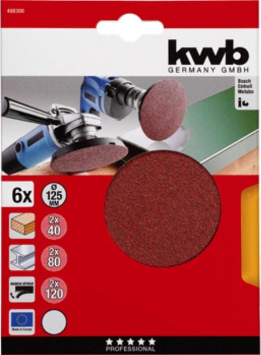 Produktbild kwb Kletthaftscheiben Ungelocht 125/Sor.Sb (40, 80, 120)