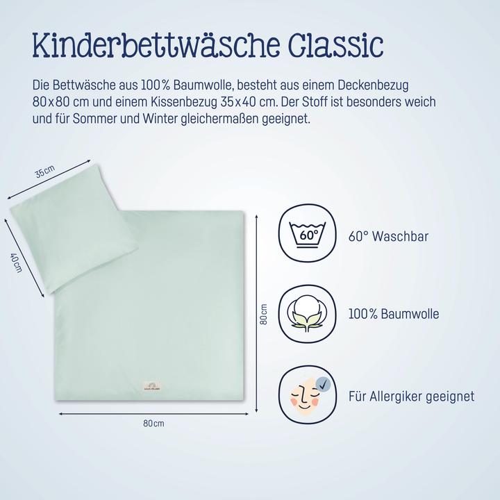 Productafbeelding Julius Zöllner Beddengoed, effen aqua mint (80 x 80 cm, 100 x 135 cm)