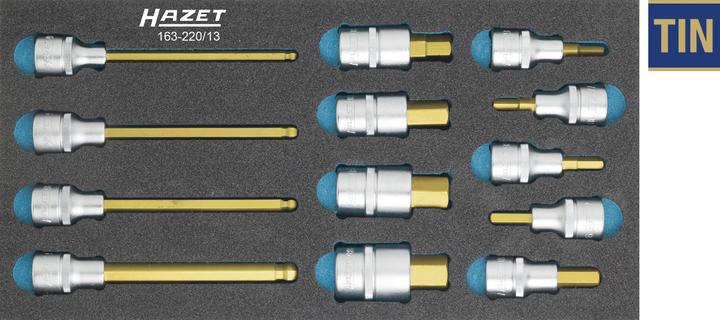Actual product image HAZET Screwdriver socket set 163-220/13 ∙ Square, hollow 12.5 mm (1/2 inch) ∙ Inside hexagon profil… (10 mm)