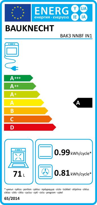 Energie-Label Bauknecht Bak3 Nn8f In1 Ch
