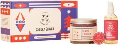 Actual product image Mydlarnia Cztery Szpaki Sweet Plum Sugar Peeling 250ml, Plum And Cardamom Lip Balm 15ml, Super Light