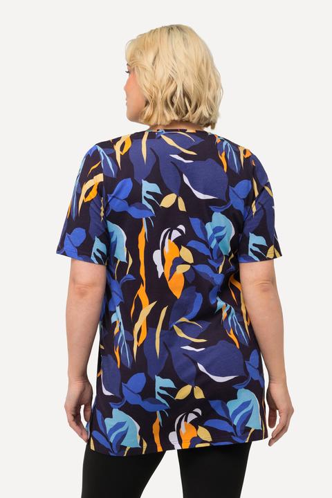 Produktbild Ulla Popken Longshirt, Blätter, A-Linie, V-Ausschnitt, Halbarm (62)