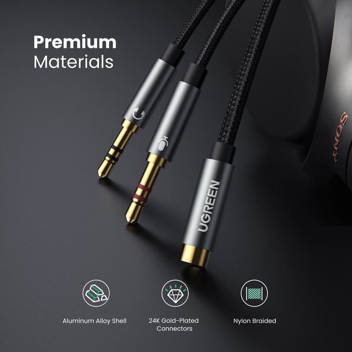 Immagine prodotto Ugreen Splitter Y per microfono e cuffie con jack da 3,5 mm (0.20 m, Connettore da 3,5 mm (AUX))