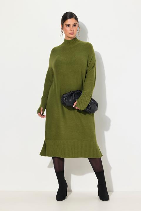 Produktbild Ulla Popken Strickkleid, Linksstrick, Stehkragen, Langarm (54)