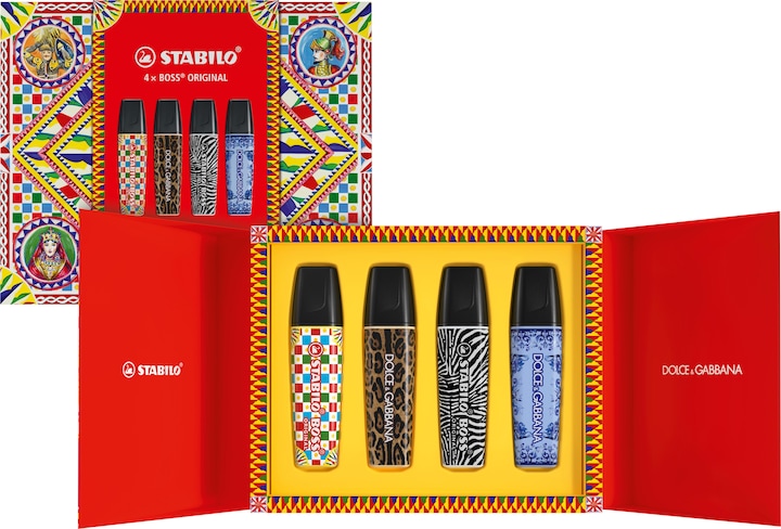 Actual product image STABILO Boss Original x Dolce & Gabbana Box (Black, Cloudy blue, Beige, Pastel yellow, 5 mm, 4 x)