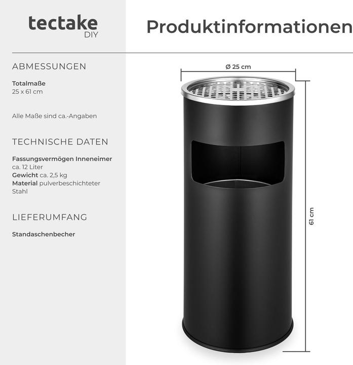 Actual product image tectake Standaschenbecher