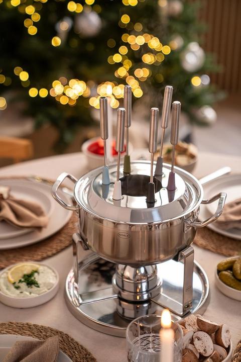 Actual product image Rösle silver fondue set with gas burner 39x27.5x15cm (Cheese fondue, Chocolate fondue)