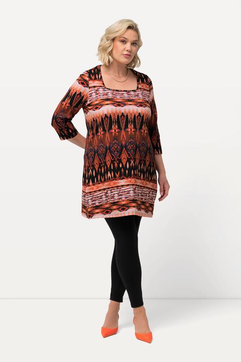 Actual product image Ulla Popken Ethnic Print Square Neck Knit Tunic (50, 52)