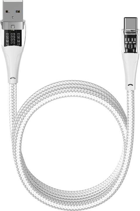 Actual product image Qualo Transparent nylon cable USB-A - USB-C 1.5m 3A white QTCN-AC-00 (1.50 m, 60 W)