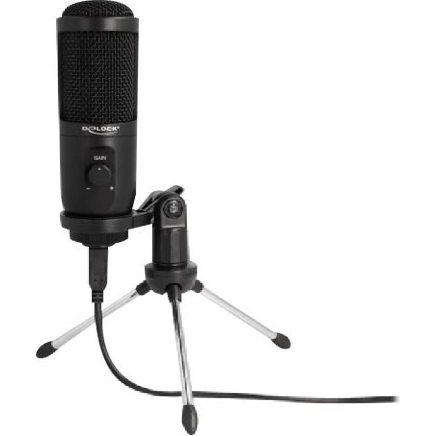 Delock Nero Microfono A Condensatore Usb Con Supporto, Microfono