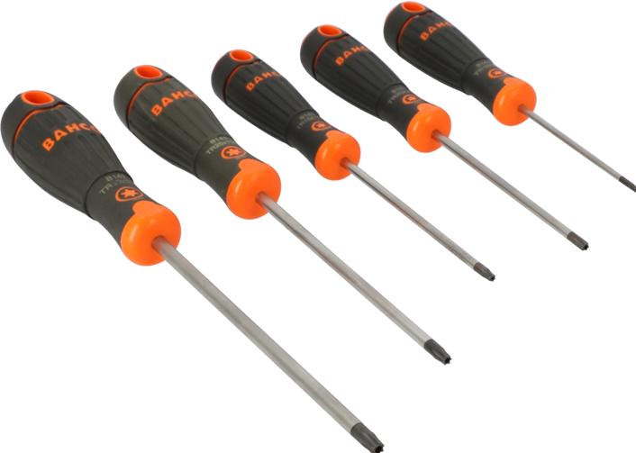 Produktbild Bahco BahcoFIT Satz Schraubendreher für TORX-Schrauben, manipulationssicher, mit Gummigriff - 5-teilig (TX)