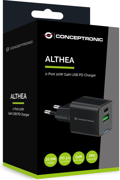 Image du produit Conceptronic Chargeur 2Port 20W,1xUSB-C,1xUSB-A Desk PD sw (20 W)