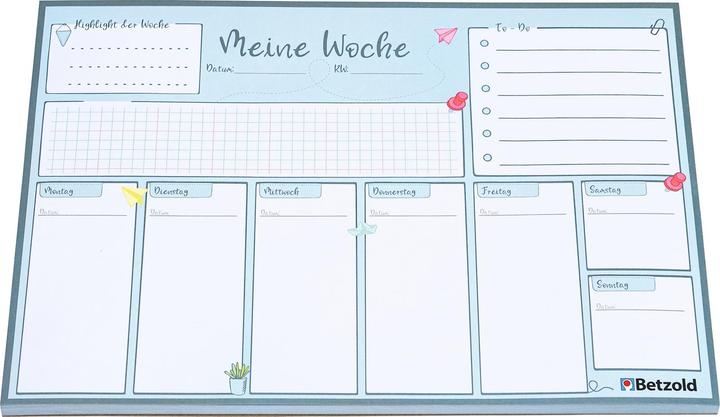 Actual product image Betzold Weekly plan tear-off pad, DIN A4, 60 pages (A4, No binding, German)