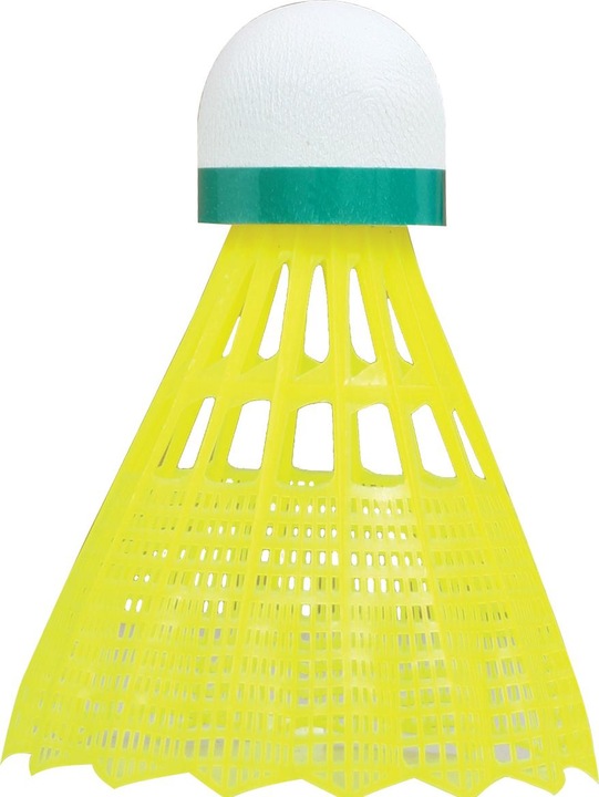 Produktbild Talbot Torro Badmintonball Tech 350, slow, gelb/grün haltbarer Freizeit- und Trainings-Nylonfederball mit