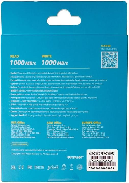 Productafbeelding Patriot TXD externí box USB 3.2 M.2 Gen2 NVMe SSD (M.2)