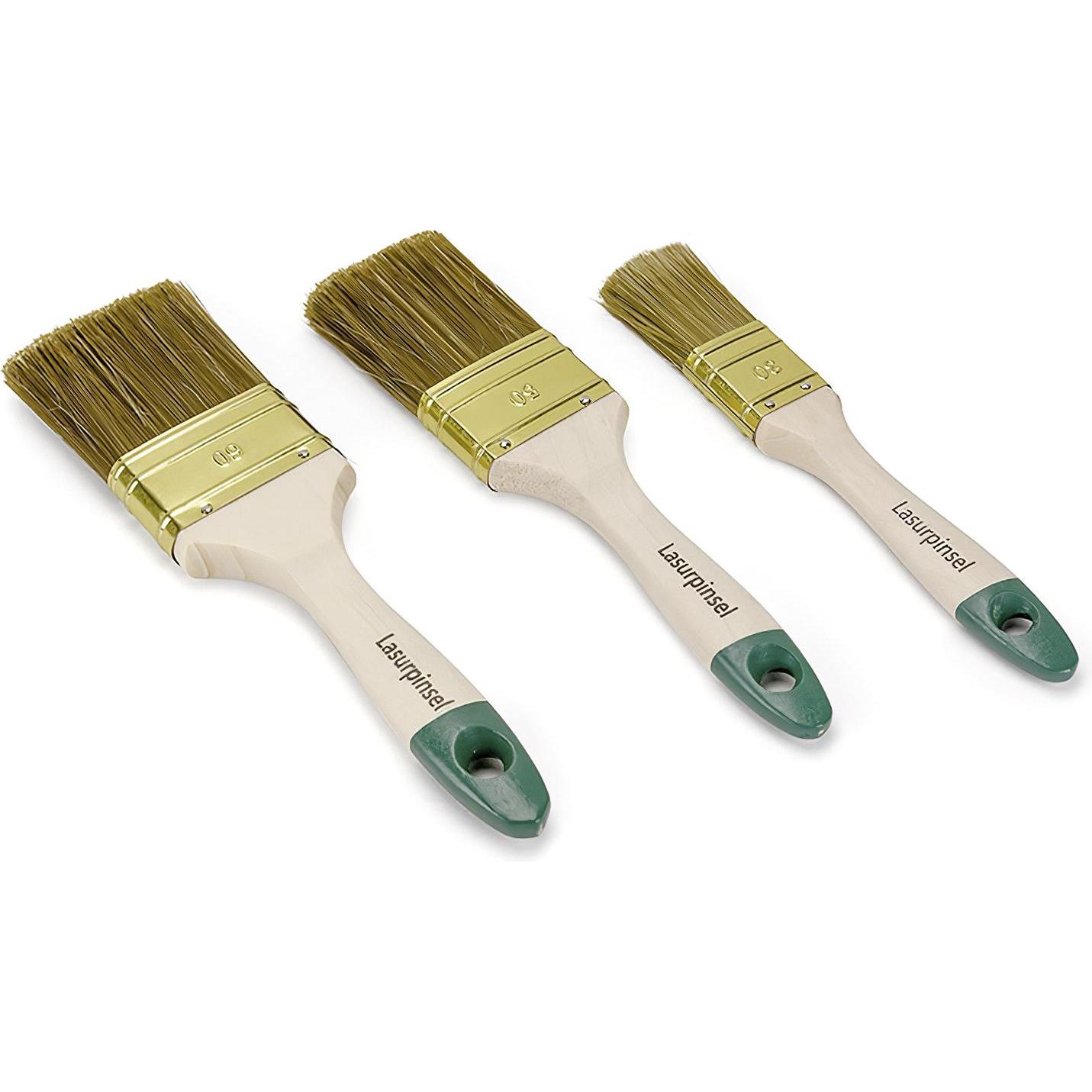 Plid, Pinsel, Pinselset 3-tlg. für Lasur, Holzwurmtod, Holzfarbe, Lack - Malerpinsel universell (3 mm)