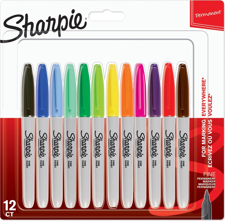 Sharpie Marker Fine Round Tip F 12s Pastel Colors (Assorted colours, 1 mm, 12 x)