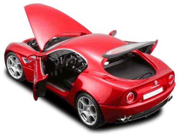 Produktbild Bburago 18/43004 Alfa Romeo 8C 2007 Competizione scale 1:32 metallic (Asst.18/43100,18/43000) red