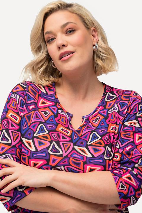 Actual product image Ulla Popken Matte Jersey Graphic Print Swing Vented Tunic (54)