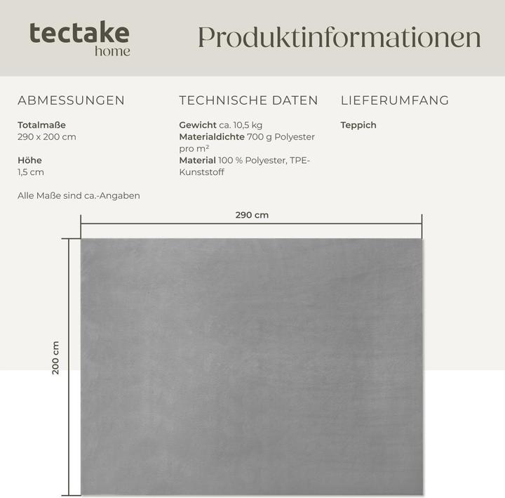 Immagine prodotto tectake Tappeto a pelo corto Soft Zone (200 x 290 cm)