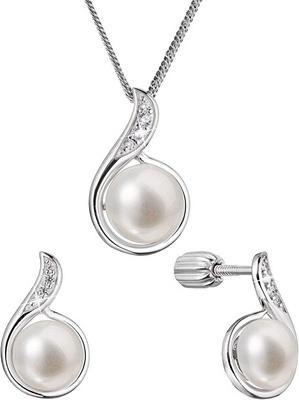 Immagine prodotto Evolution Group Parure di gioielli in argento con zirconi e perle vere 29050.1B (orecchini. catena.