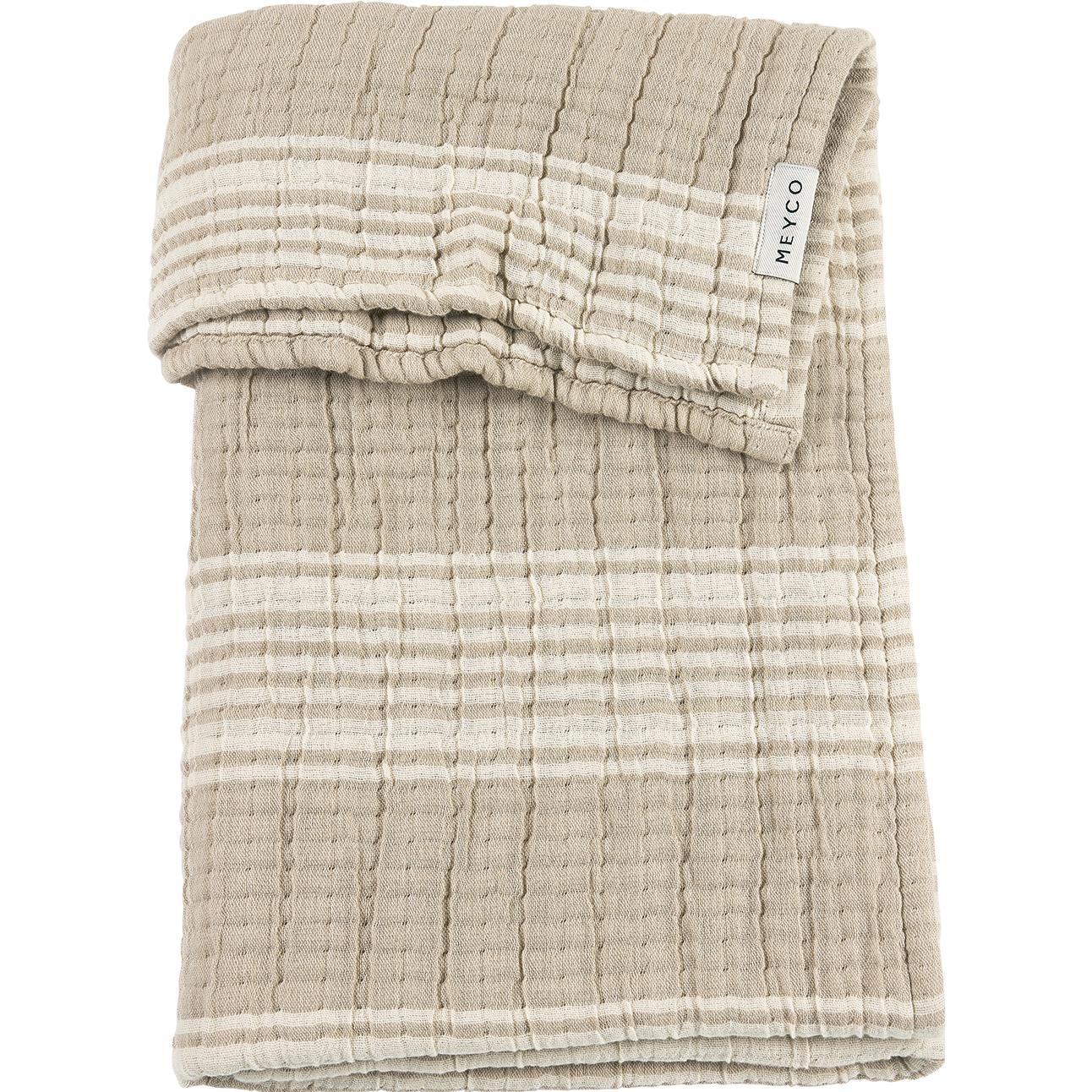 Meyco, Copertina Bebè, Coperta Per Culla Jacquard Idrofila A Righe Sabbia