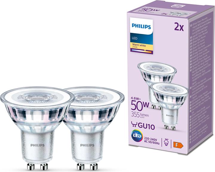 Produktbild Philips LED Classic (GU10, 4.60 W, 355 lm, 2 x, F)