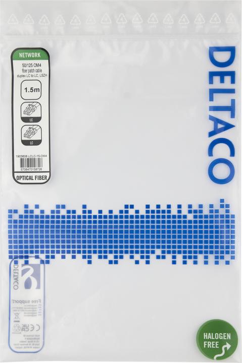 Produktbild Deltaco OM4 Fiber cable, LC - LC, duplex, multimode, 1,5m (1.50 m)