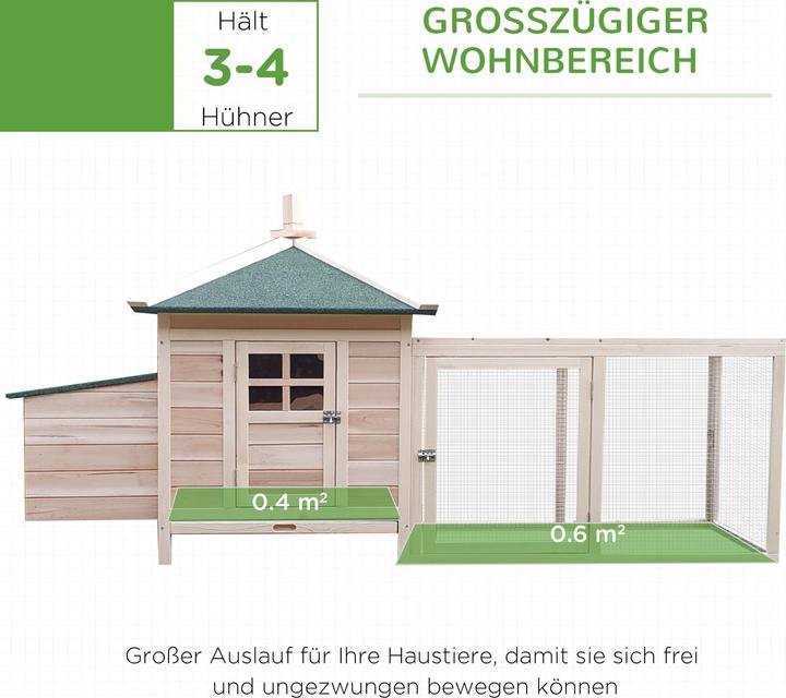 Produktbild PawHut Hühnerstall mit Freigehege