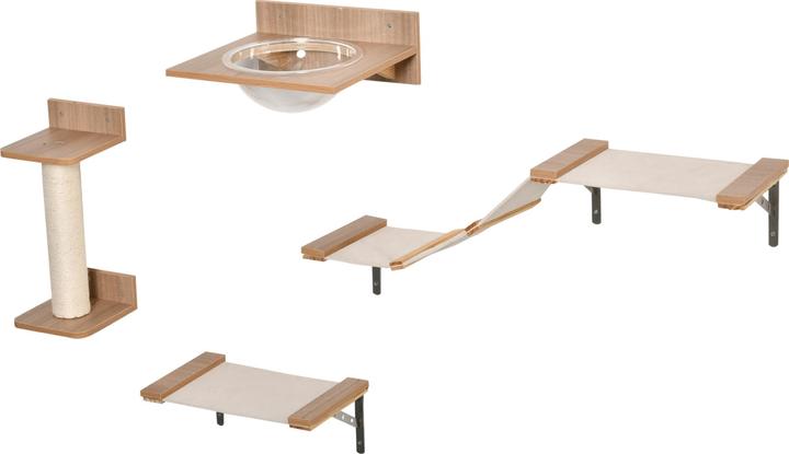 Produktbild PawHut Katzenkletterwand bestehend aus 4 Teilen (Hellbraun)