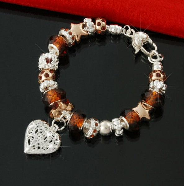 Image du produit Hermex Bracelet argenté avec breloque / 19 x perles Beads - 20cm (20 cm, Alliage métallique)