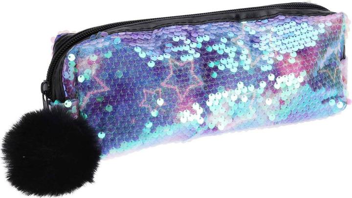 Federmäppchen mit Pailletten und Pompom
