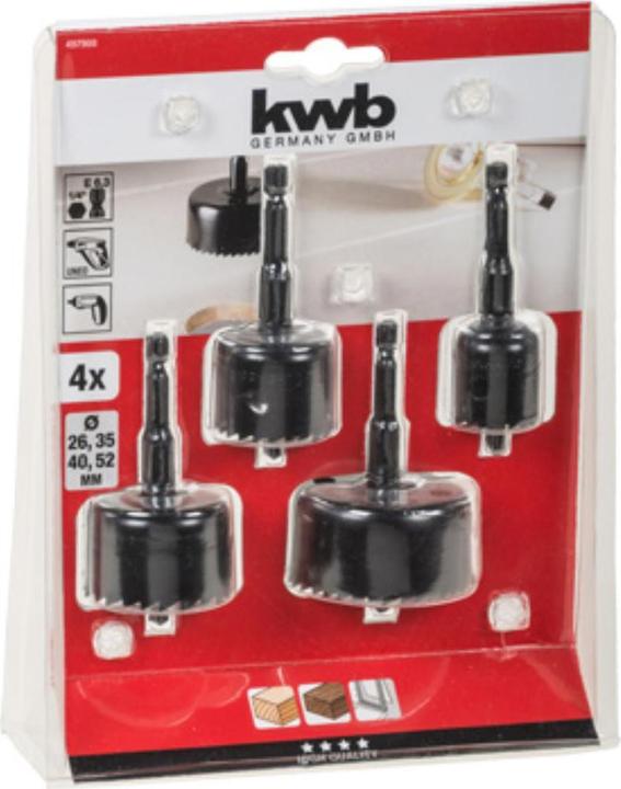 Actual product image kwb Hole saw set 4-piece E 6.3 (35 mm, 26 mm, 52 mm, 40 mm)