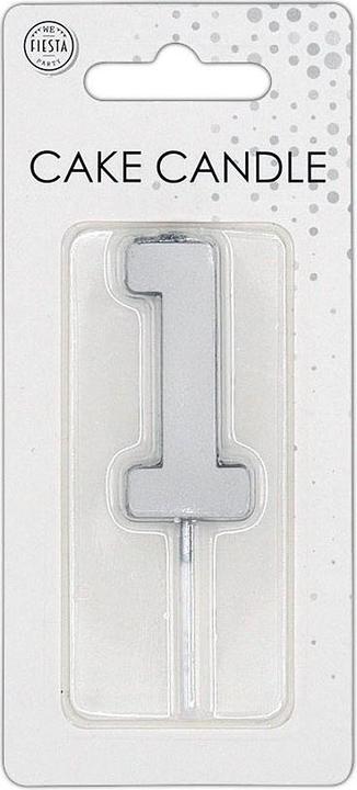 Produktbild Globos Europe Kuchenkerze 4,5 cm, Metallic-Silber, Nr. 1